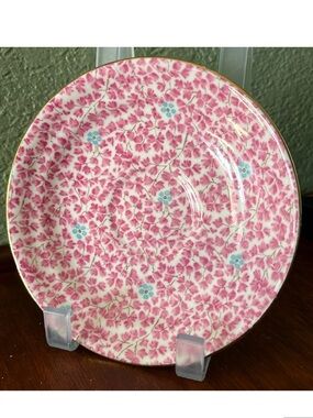 1950's Radfords English Bone China Teacup Saucer Pink And Blue Chintz Floral